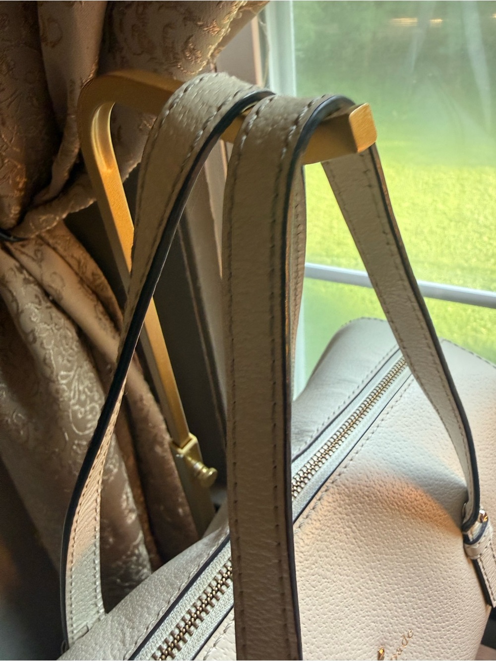 Kate Spade cream satchel with red and multicolor scarf tie. Very Good Condition - Picture 5 of 12